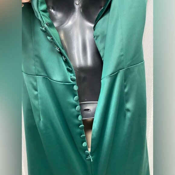 NWT GALINA SIGNATURE Satin Off-the-Shoulder Mermaid Juniper Green‎ Size 10 - Picture 10 of 16